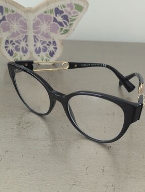 Versace Black Cat-Eye Glasses with Gold Temples